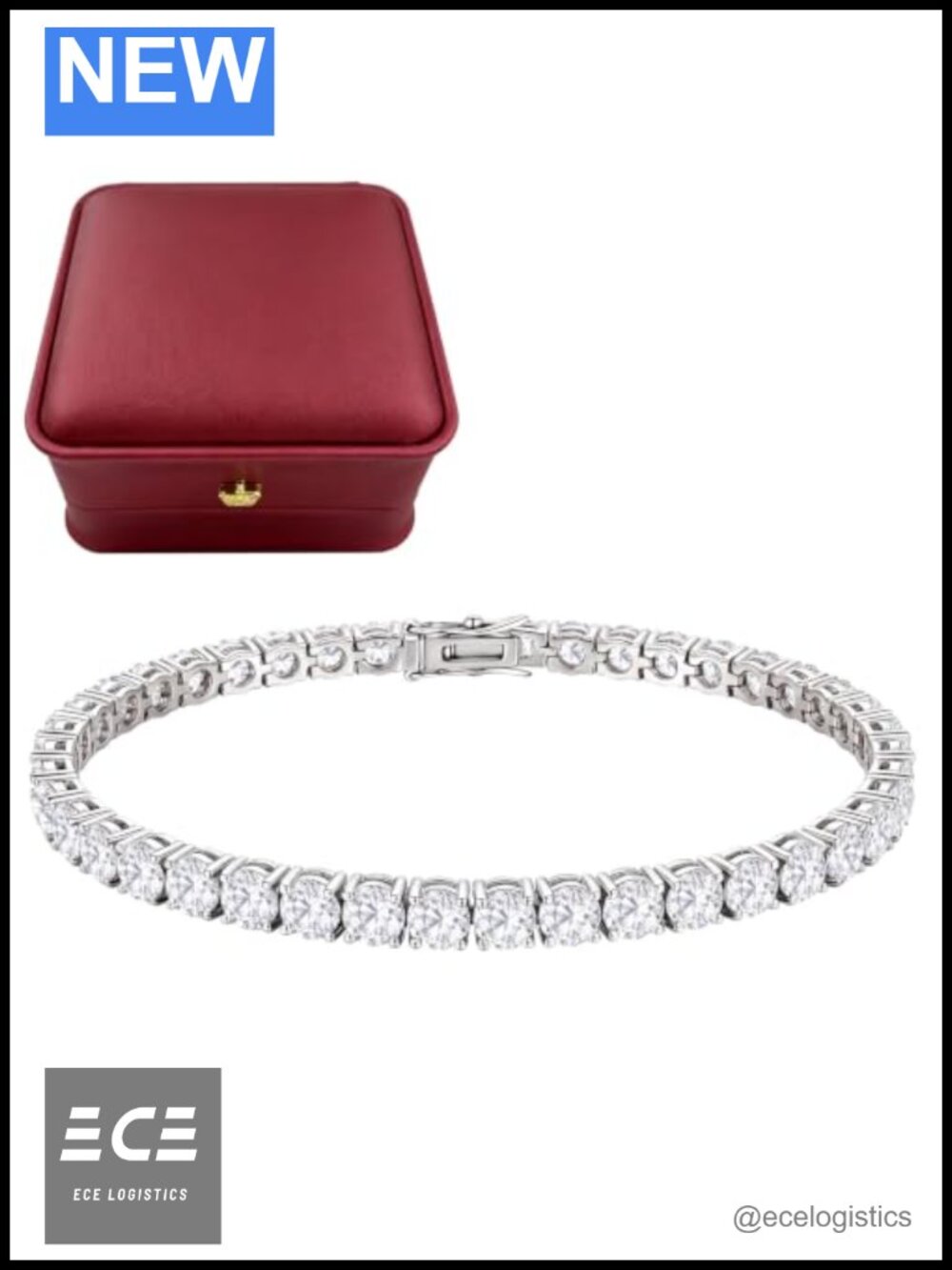 14K Gold-Plated Tennis Bracelet 4MM Round-Cut Cubic Zirconia Women's Classic